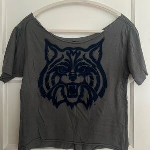Gray T-Shirt with Blue Wildcat Graphic